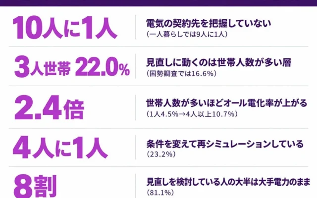電気の契約先「わからない」が10人に1人！電気代見直し層の実態から学ぶ家計節約術