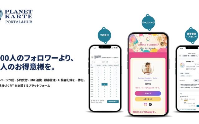 個人事業者の「お得意様づくり」を支援 予約・顧客管理・AI接客記録を一体化した「Planet Karte Portal & Hub」を提供開始